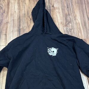 Black Hoodie with Skull Cat Design
